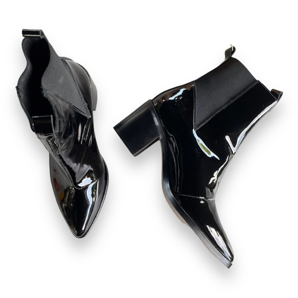 Maison Shoeshibar Designer Patent Leather Boots Slip On Pointed Toe - Picture 4 of 12